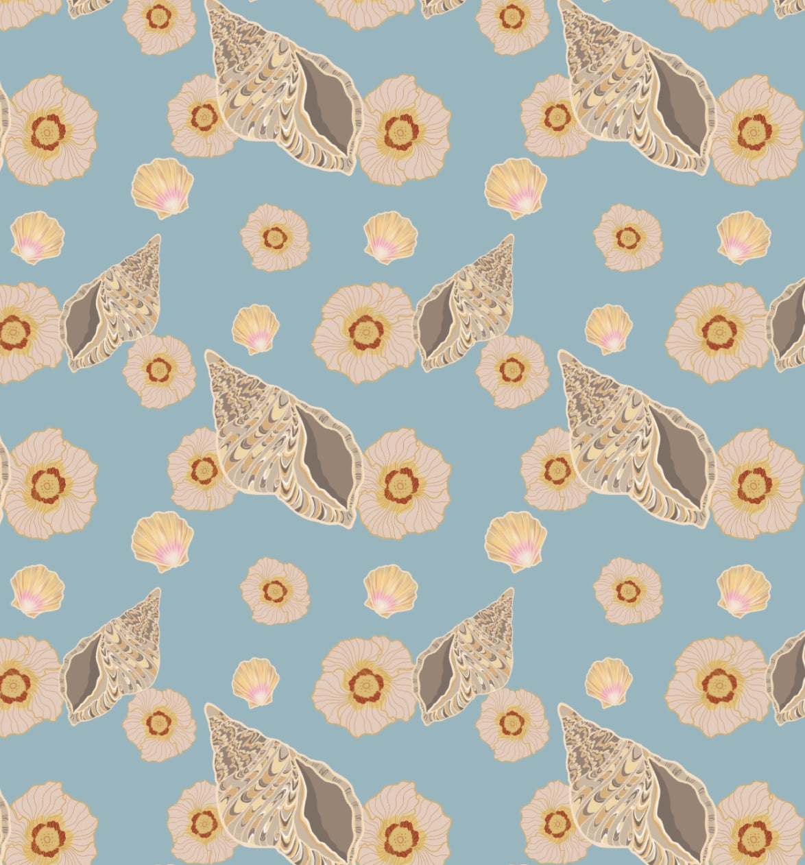 close up of shell and flower print