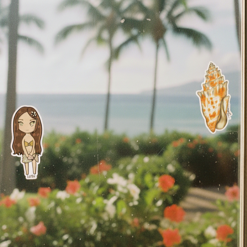 Garden with flowers and palm trees in the background