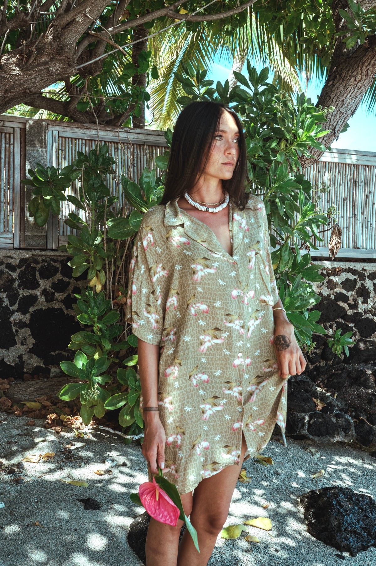 Kona Shirt Dress- Naupaka Shores