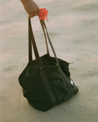 Tide Pool Tote — One-of-a-Kind Linen & Leather Carryall