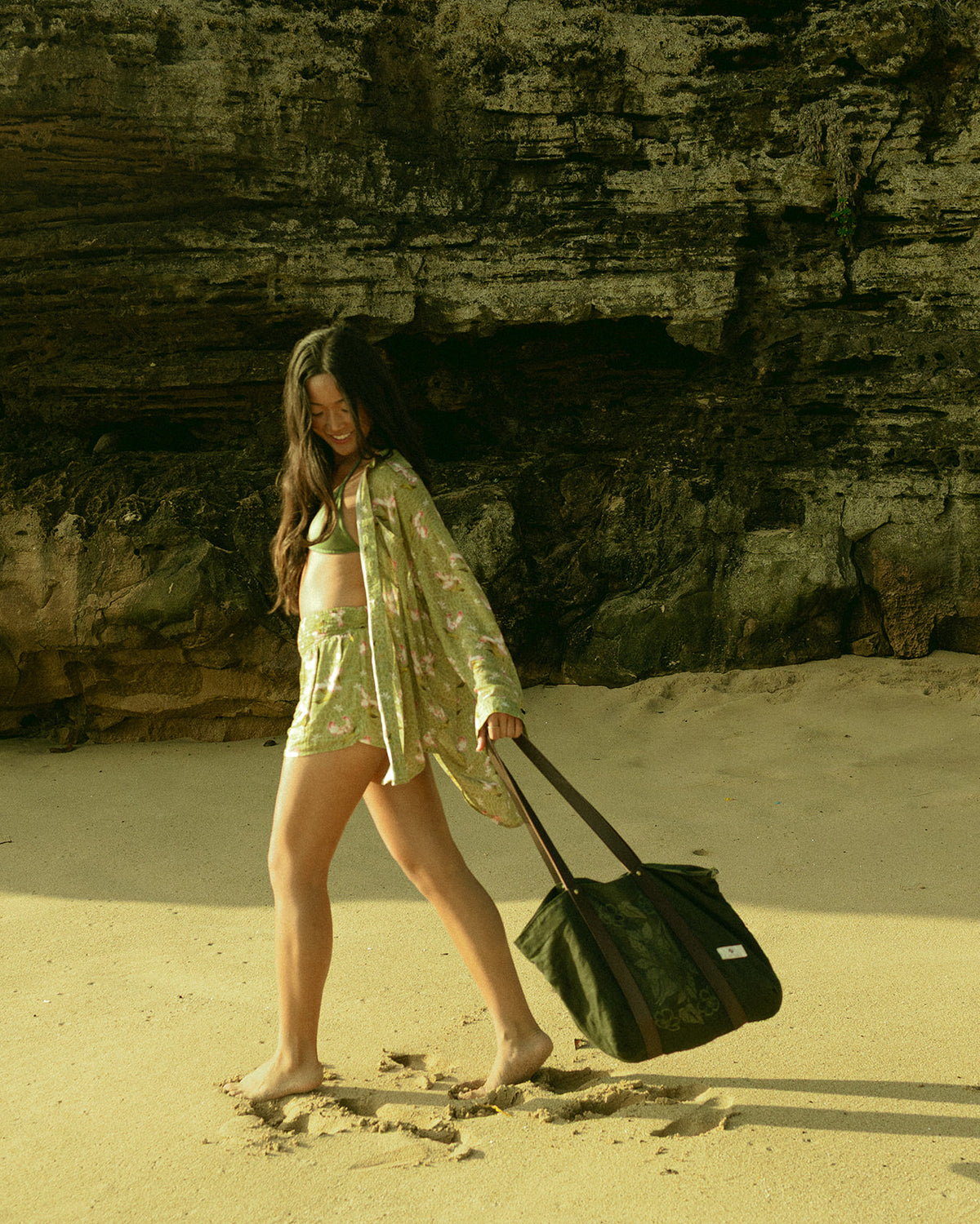 Tide Pool Tote — One-of-a-Kind Linen & Leather Carryall