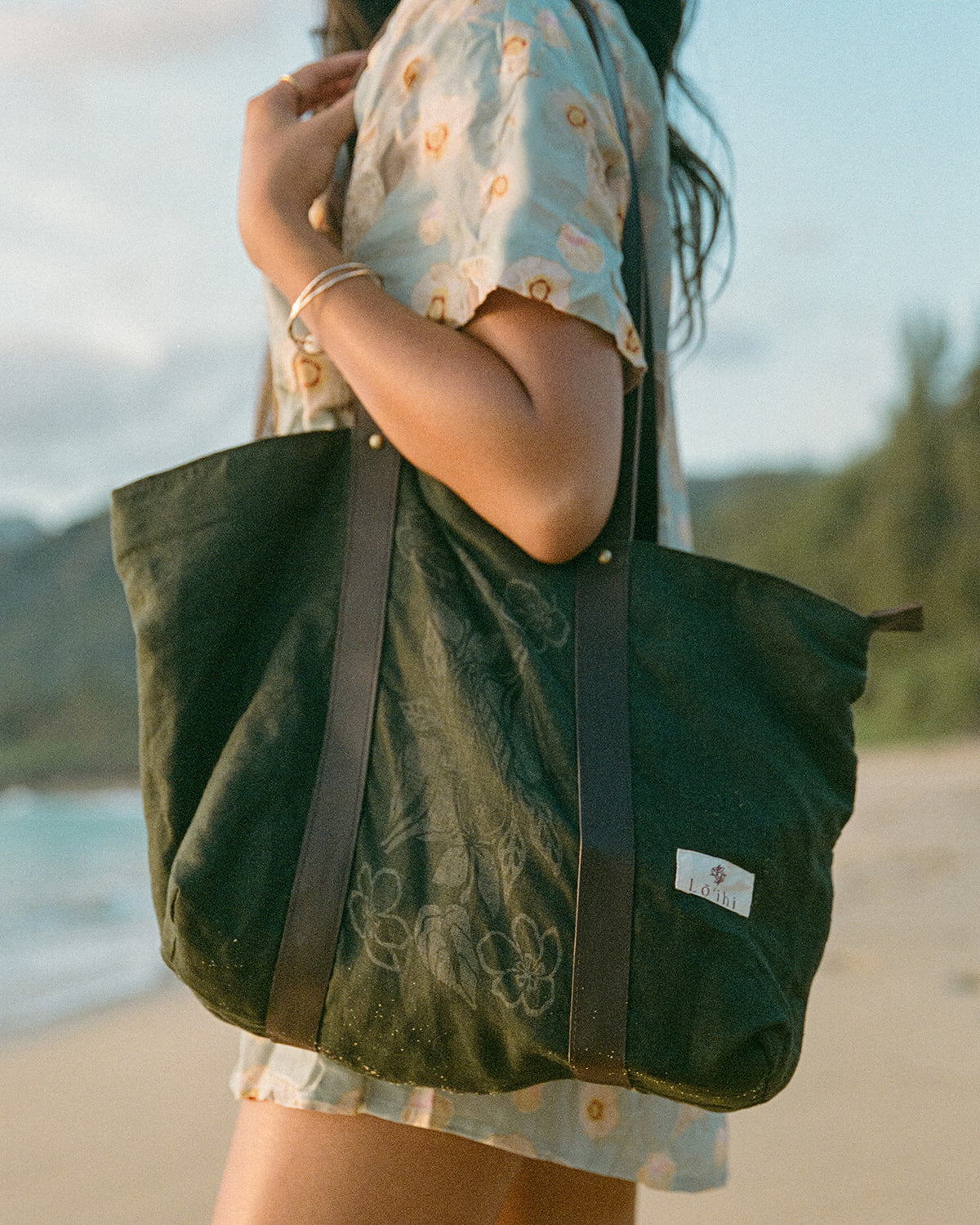 Tide Pool Tote — One-of-a-Kind Linen & Leather Carryall
