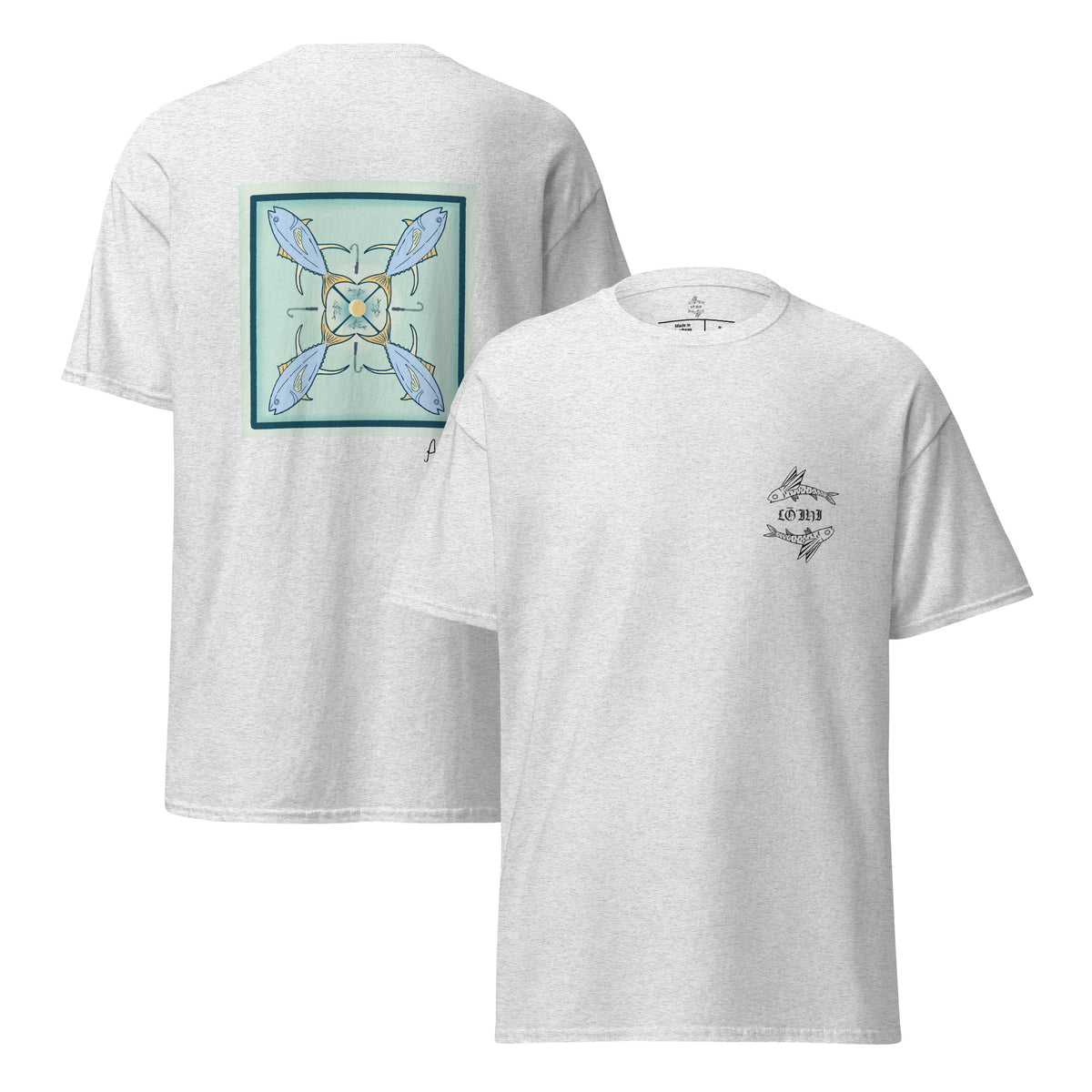 Mahina x Ahi Shirt — Grey Hand-Drawn Graphic Tee